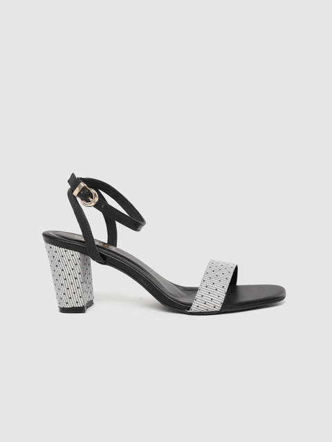 

Anouk Women White & Black Ditsy Dots Print Block Heels