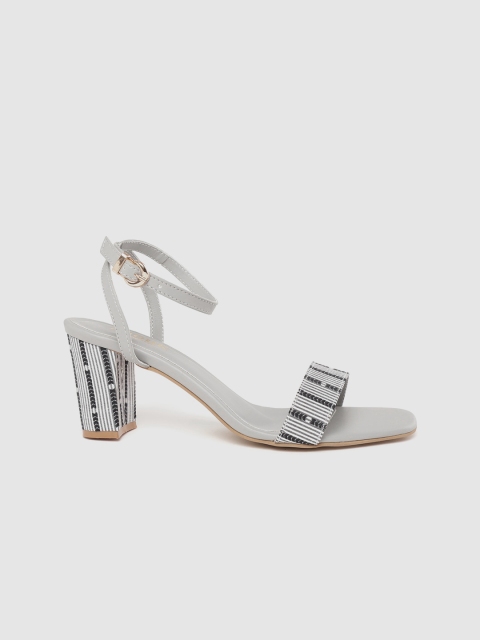 

Anouk Women White & Black Striped Block Heels