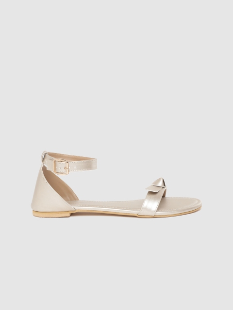 

DressBerry Women Gold-Toned Solid Open Toe Flats