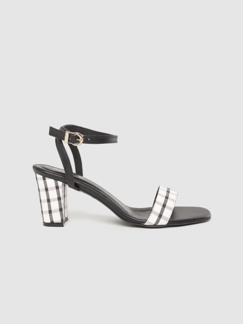 

Anouk Women White & Black Checked Block Heels