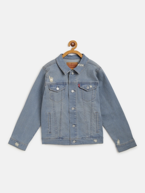 

Levis Boys Blue Washed Distressed Denim Jacket
