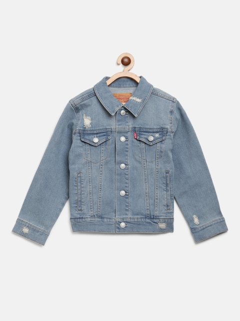 

Levis Boys Blue Washed Distressed Denim Jacket