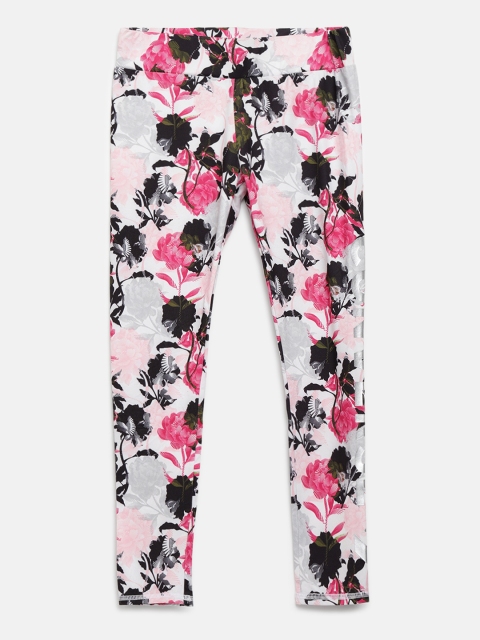 

Converse Girls White & Pink Floral Print Ankle-Length Leggings