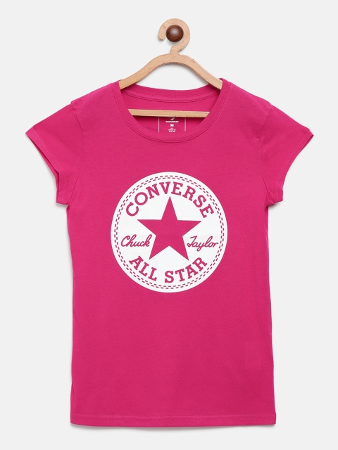 

Converse Girls Pink & White Brand Logo Print Round Neck T-shirt
