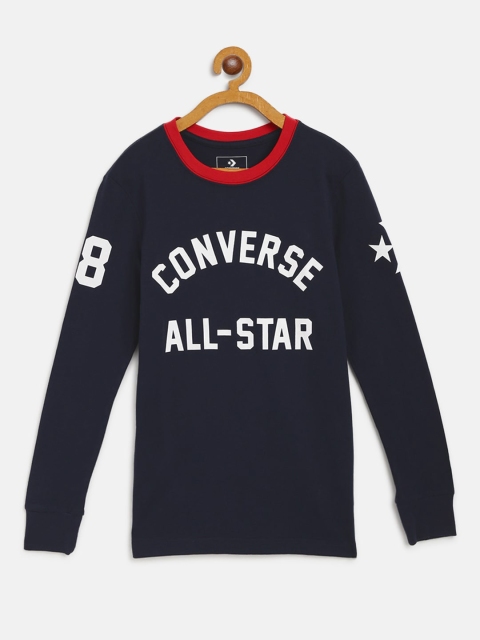 

Converse Boys Navy Blue & White Printed Round Neck T-shirt