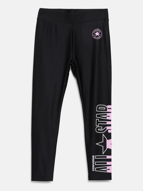 

Converse Girls Black Solid All Star Print Detail Ankle-Length Leggings