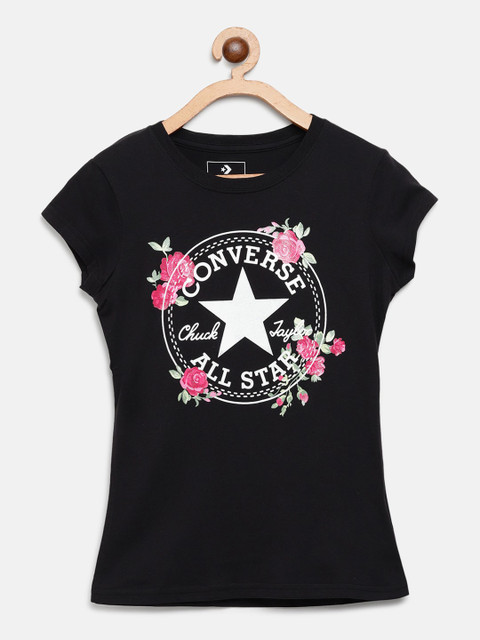 

Converse Girls Black & White Brand Logo Print Round Neck T-shirt