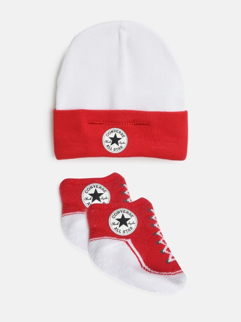 

Converse Set of Red & White Chuck Patch Beanie & Booties