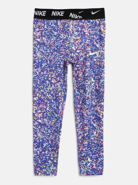 

Nike Girls Blue & Pink Abstract Print Dri-Fit JDIY Regrind Ankle-Length Tights