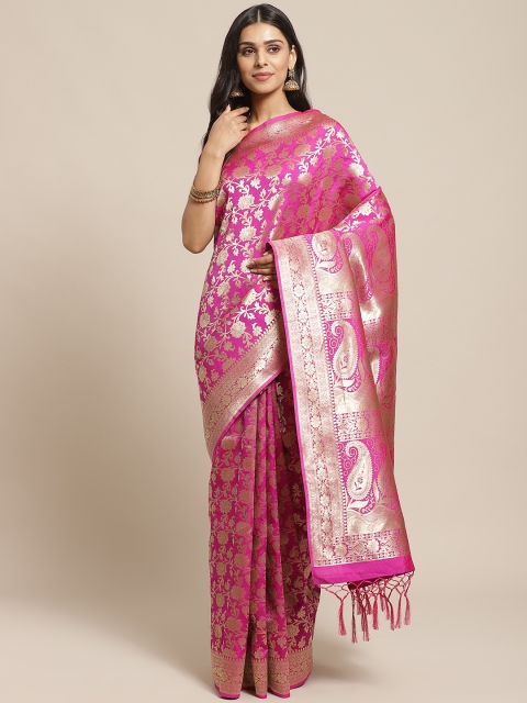 

Readiprint Fashions Pink & Golden Woven Design Banarasi Saree