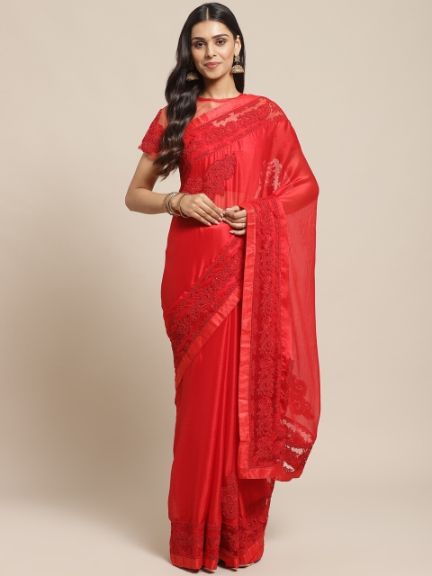

Readiprint Fashions Red Embroidered Saree