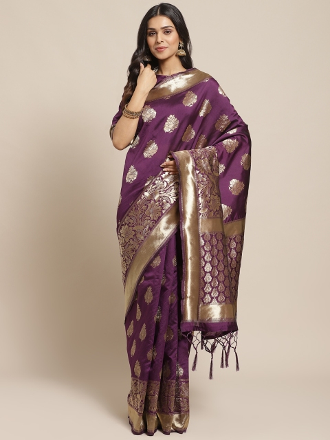 

Readiprint Fashions Purple & Golden Woven Design Banarasi Saree