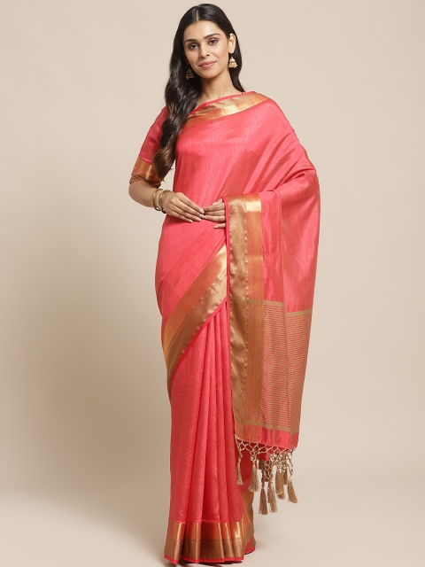 

Readiprint Fashions Pink Solid Tussar Saree