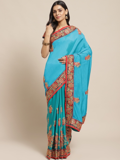 

Readiprint Fashions Blue & Red Embroidered Saree