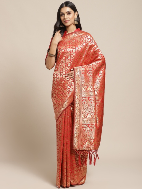 

Readiprint Fashions Red & Golden Woven Design Banarasi Saree