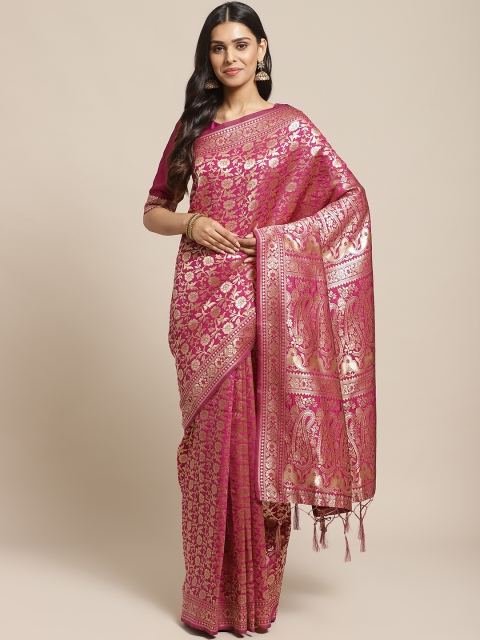 

Readiprint Fashions Magenta & Golden Woven Design Banarasi Saree