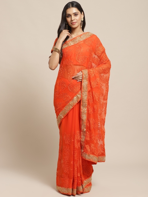 

Readiprint Fashions Orange Embroidered Saree