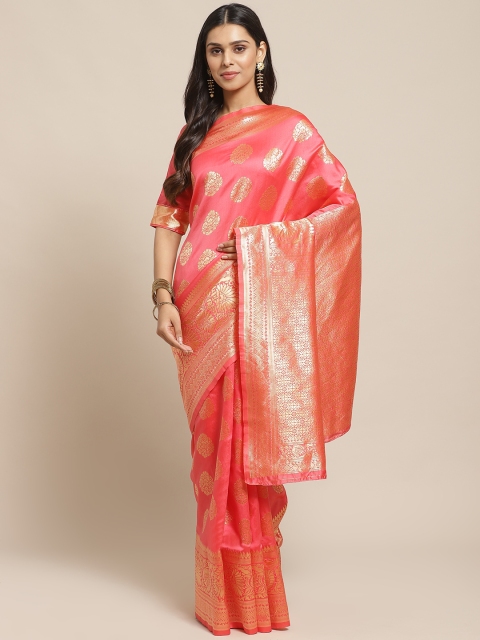 

Readiprint Fashions Pink & Golden Woven Design Banarasi Saree