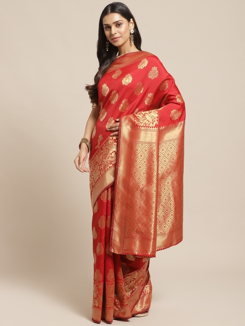

Readiprint Fashions Red & Golden Woven Design Banarasi Saree