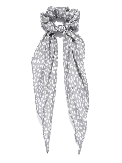 

Blueberry Grey & White Printed Scrunchie with Knot Detail
