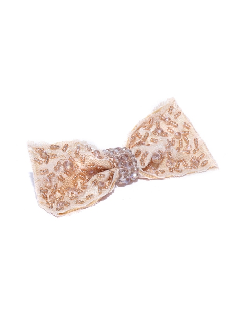

Blueberry Women Beige Beaded Bow-Shaped Lace Alligator Hair Clip