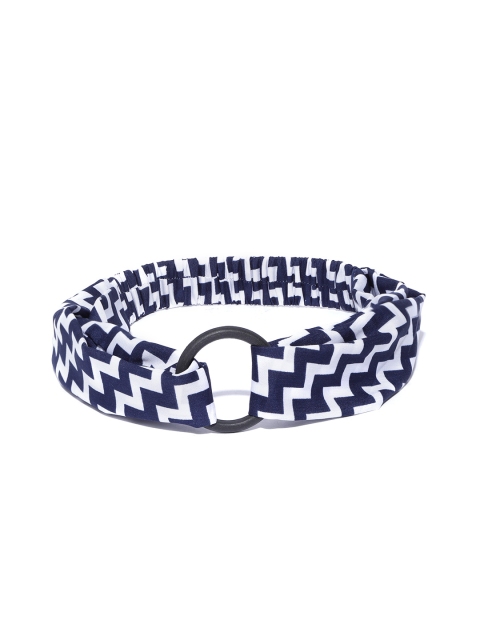 

Blueberry Women Navy Blue & White Chevron Print Elasticated Hairband