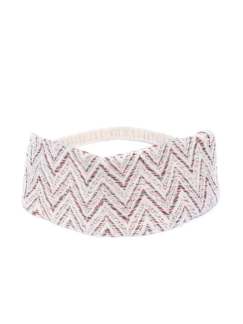 

Blueberry Women Beige & Red Chevron Patterned Hairband