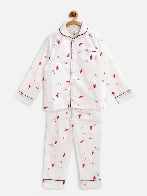 

Cherry Crumble Kids White & Red Printed Night Suit