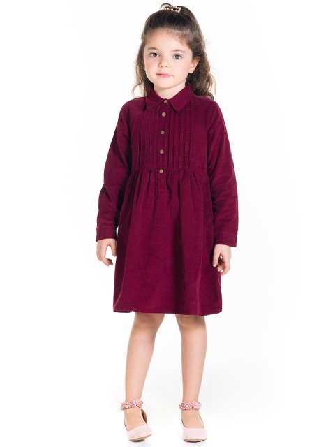 

Cherry Crumble Girls Burgundy Solid A-Line Dress