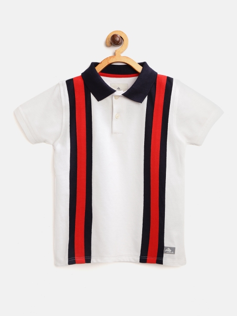 

Cherry Crumble Boys White & Red Striped Polo Collar T-shirt