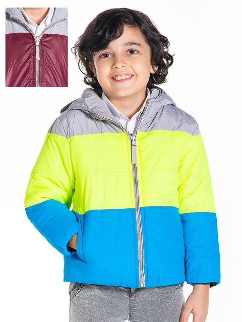 

Cherry Crumble Kids Multicoloured Colourblocked Reversible Padded Jacket, Multi