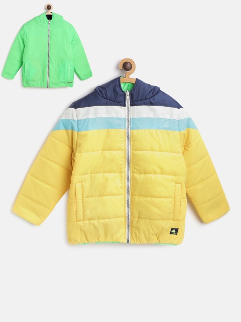 

Cherry Crumble Unisex Kids Green Solid Reversible Padded Jacket