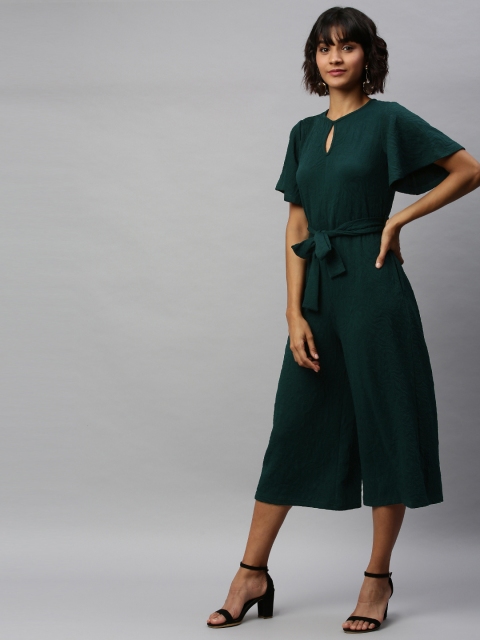 

AND Women Green Self Design Culotte Jumpsuit