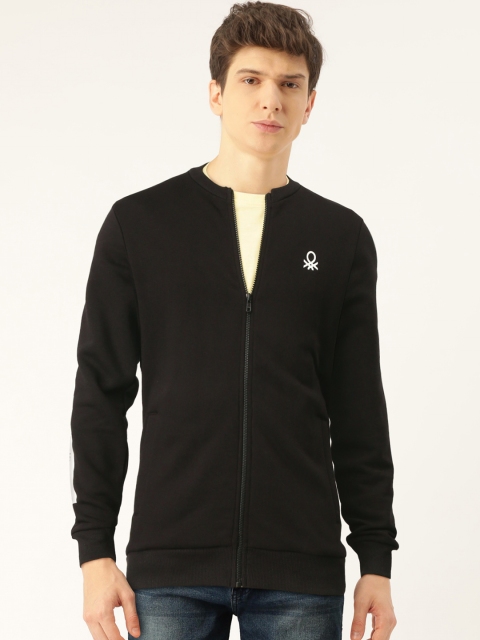 

United Colors of Benetton Men Black Solid Sweatshirt