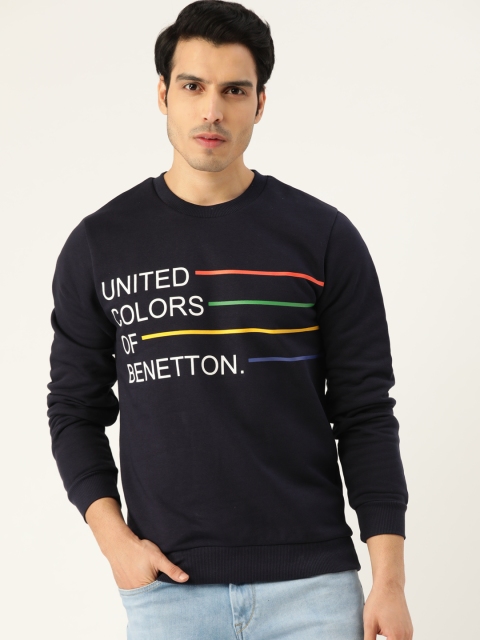

United Colors of Benetton Men Navy Blue Printed Sweatshirt