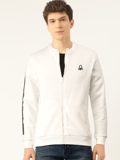 

United Colors of Benetton Men White Solid Sweatshirt