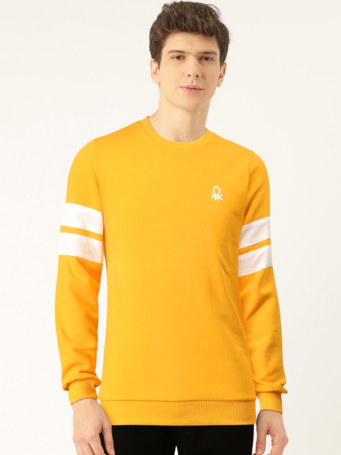 

United Colors of Benetton Men Yellow Solid Sweatshirt