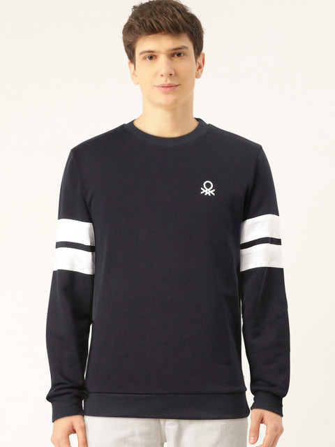

United Colors of Benetton Men Navy Blue Solid Sweatshirt