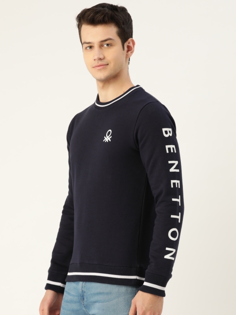

United Colors of Benetton Men Navy Blue Solid Sweatshirt