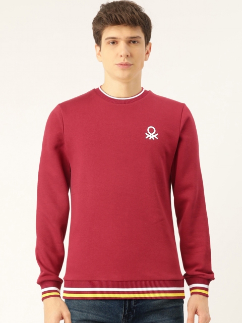 

United Colors of Benetton Men Maroon Solid Sweatshirt