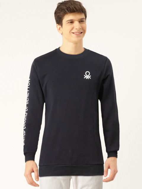 

United Colors of Benetton Men Navy Blue Solid Sweatshirt