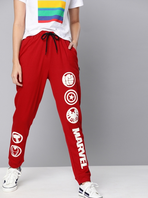 

Kook N Keech Marvel Women Red Straight Fit Printed Joggers