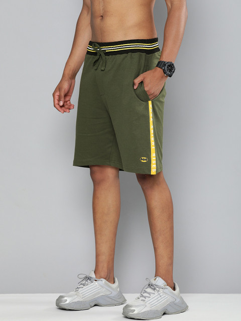 

Kook N Keech Batman Men Olive Green Solid Regular Fit Regular Shorts with Side Stripes