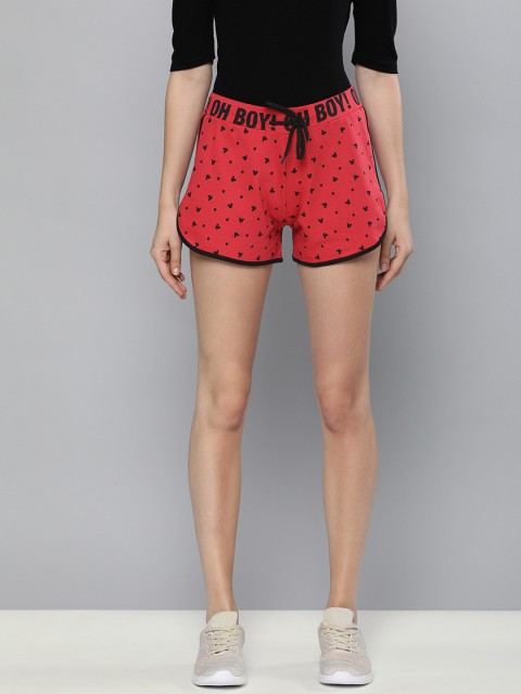 

Kook N Keech Disney Women Red & Black Mickey Mouse Print Regular Fit Regular Shorts