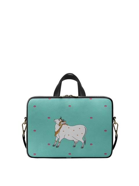 

DailyObjects Multicoloured Printed PU Leather Laptop Messenger Bag 14 inches, Blue