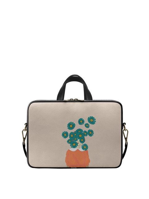 

DailyObjects Unisex Beige & Green Printed 14 Inches PU Laptop Bag