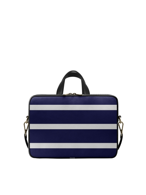 

DailyObjects Unisex Navy Blue & White Striped Messenger Bag