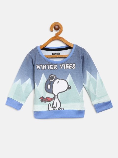 

Eteenz Girls Blue & Mint Green Snoopy Print Sweatshirt