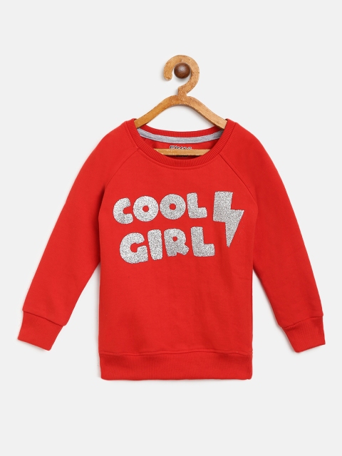 

Eteenz Girls Red & Silver Printed Sweatshirt