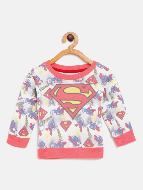 

Eteenz Boys Off-White & Coral Red Superman Print Sweatshirt